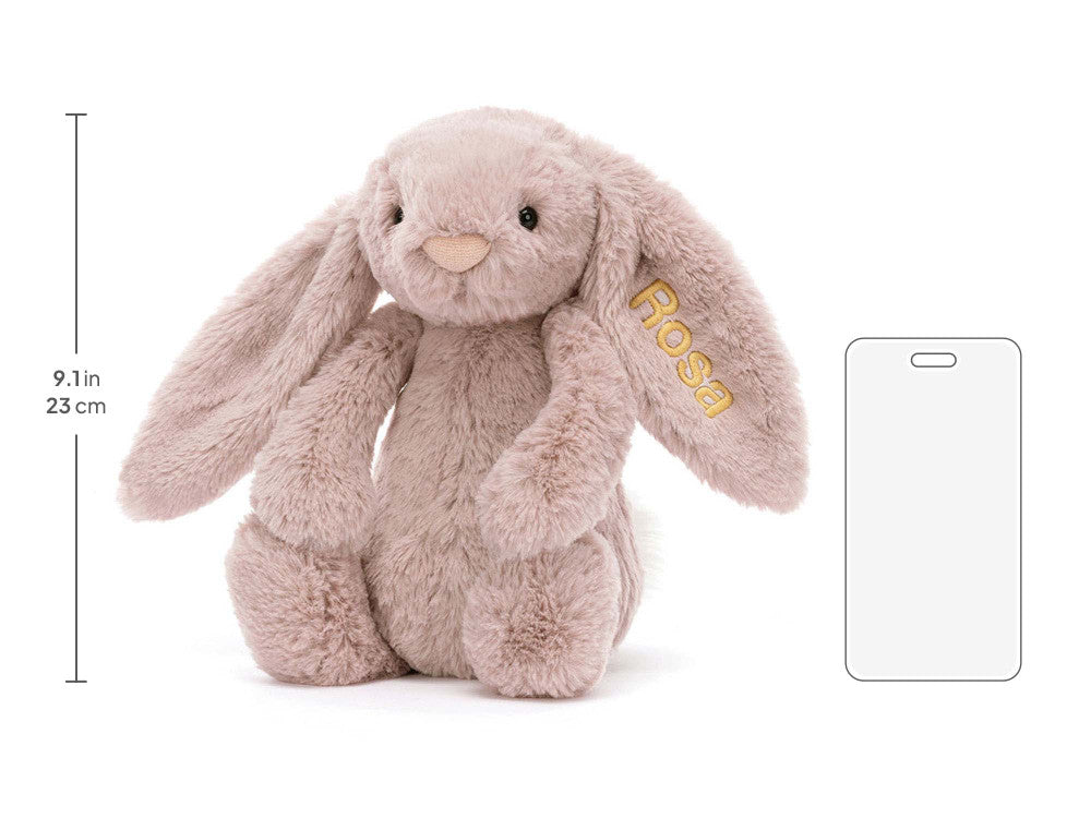 Personalised Bashful Luxe Bunny Rosa Medium