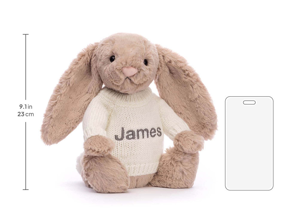 Bashful Beige Bunny with Personalised Cream Jumper