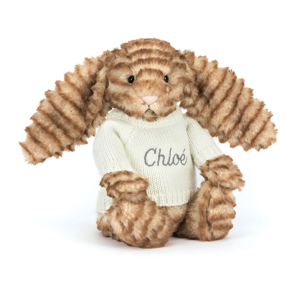 Bashful Luxe Bunny Juniper with Personalised Cream Jumper