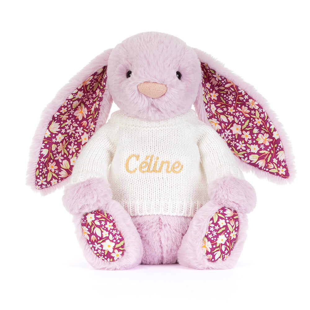 Thistlepop Blossom Luxe Bunny with Personalised Cream Jumper