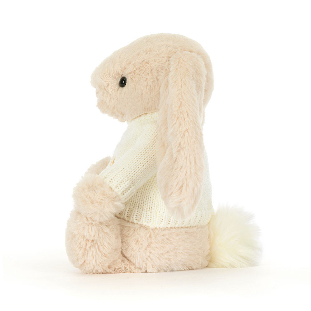 Bashful Luxe Bunny Willow with Personalised Cream Jumper