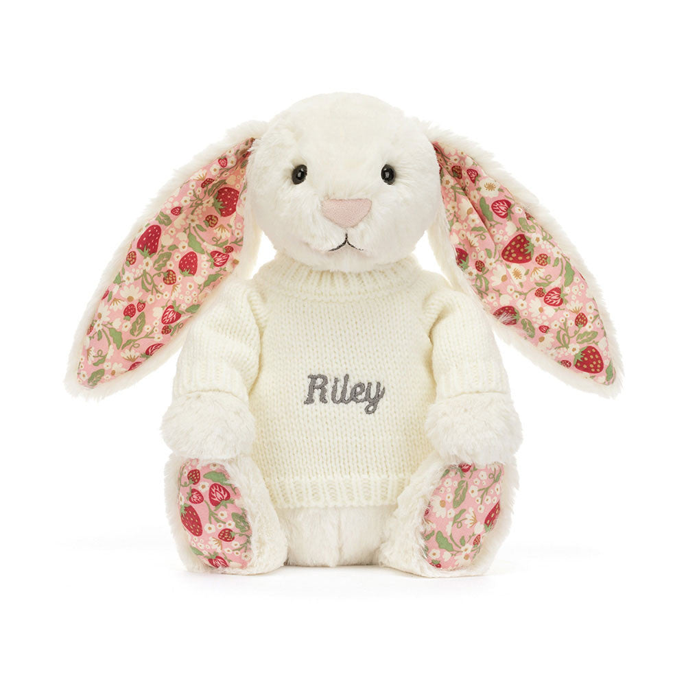 Blossom Cream Bunny 'Berry' with Personalised Cream Jumper