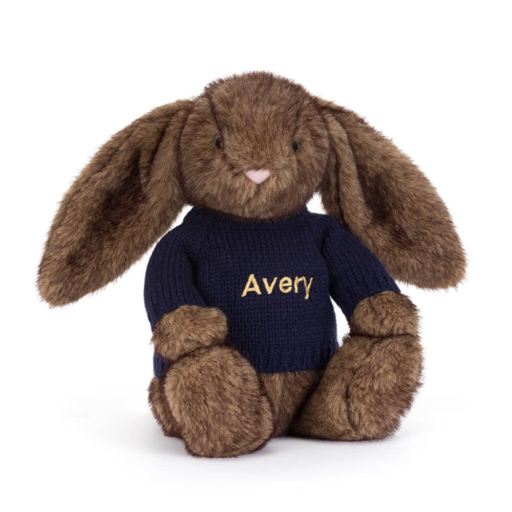 Hoppleston Luxe Bunny with Personalised Navy Jumper