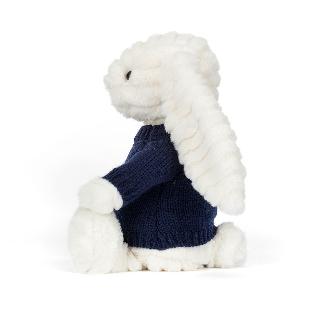 Bashful Luxe Bunny Nimbus with Personalised Navy Jumper
