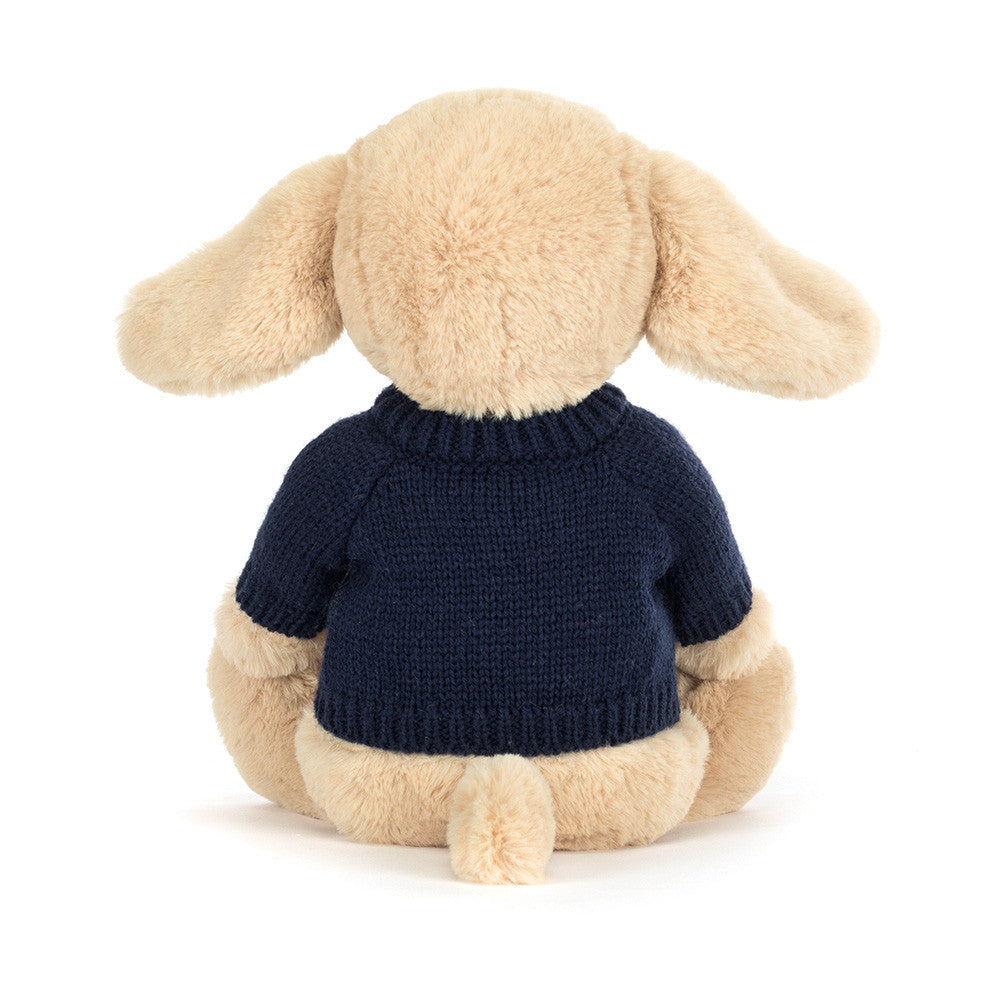 Bashful Luxe Puppy Orlando with Personalised Navy Jumper