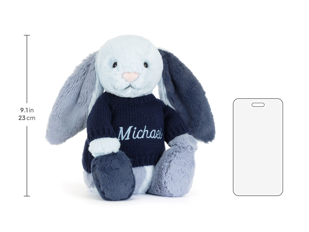 Puddlesea Bunny with Personalised Navy Jumper