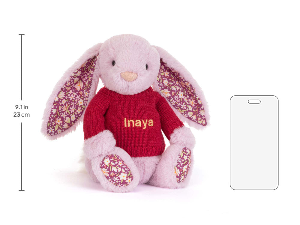 Thistlepop Blossom Luxe Bunny with Personalised Red Jumper