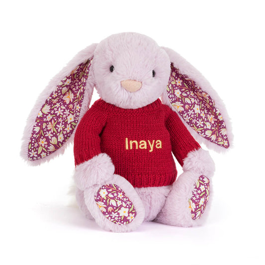 Thistlepop Blossom Luxe Bunny with Personalised Red Jumper