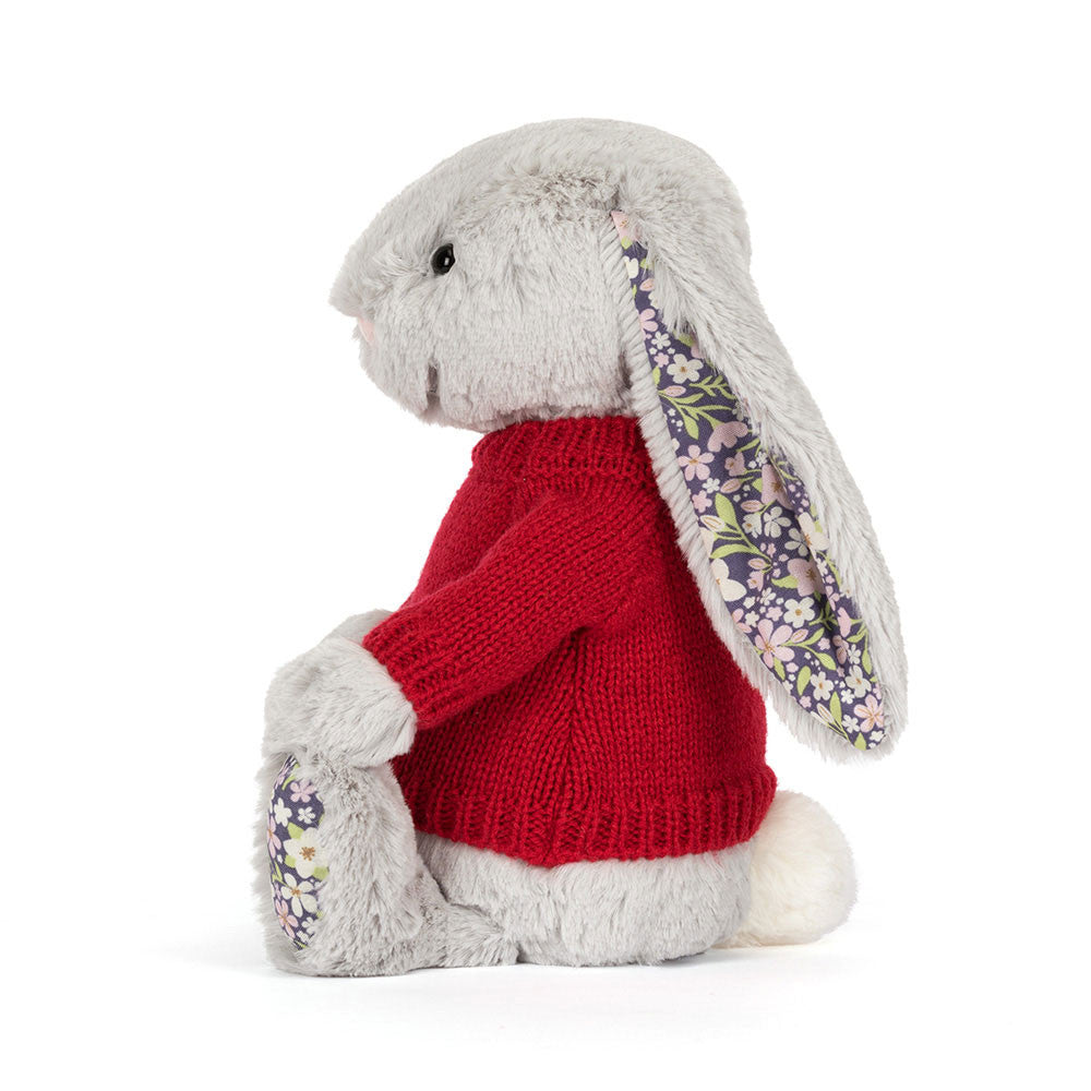Blossom Silver Bunny 'Bloom' with Personalised Red Jumper