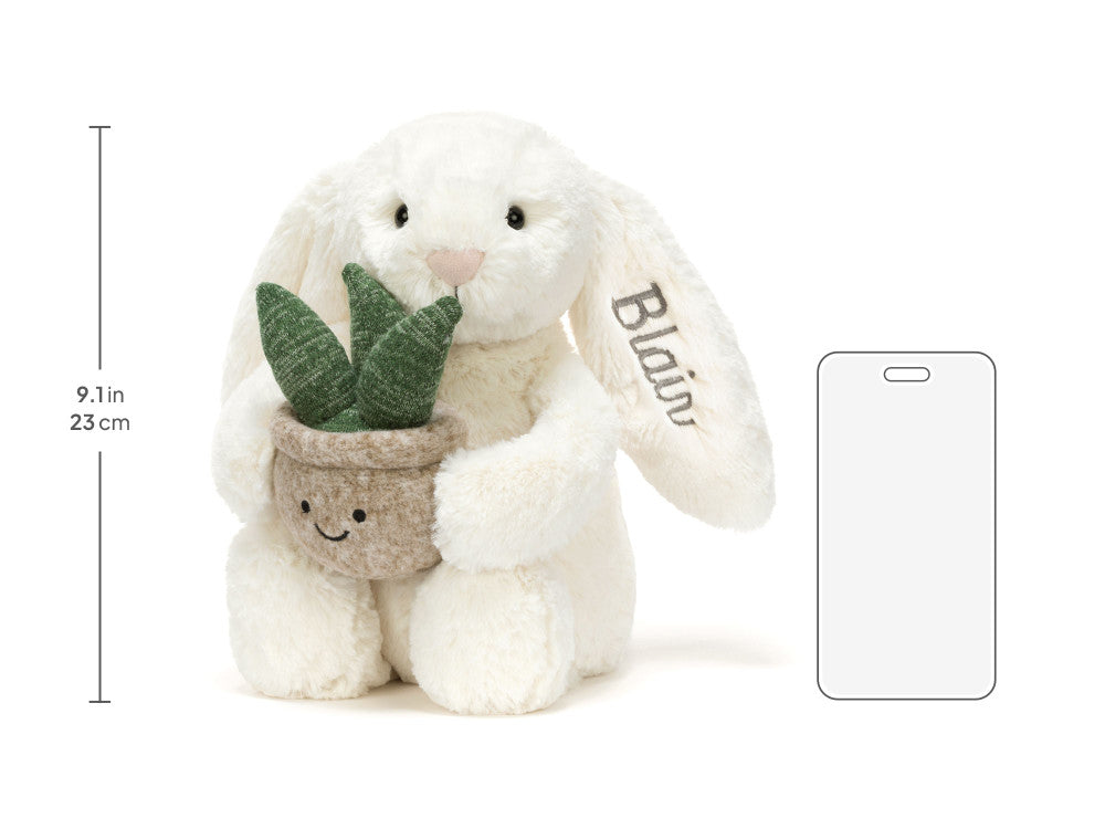 Personalised Cream Bunny with Plant